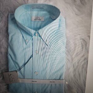 SIZE M COOPER & STEWART (NEW) Blue Short Sleeve Men's Dress Shirt Lot #536